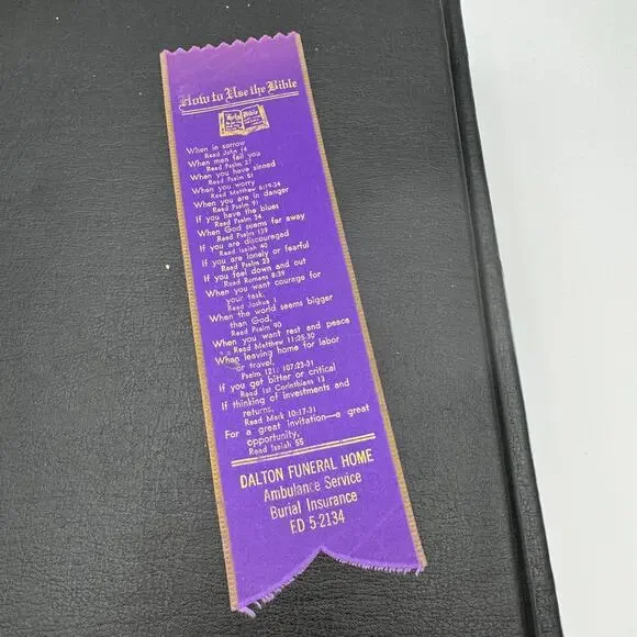 Vintage 1962 Family Bible from Southwestern Company Black 3196 & Bookmarks
